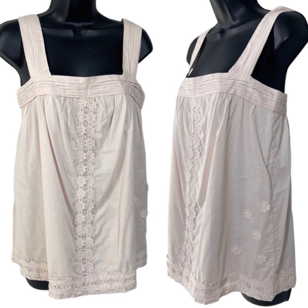 Tommy Hilfiger Crotchet Floral Accent Sleeveless Cotton Top Size XS NWT